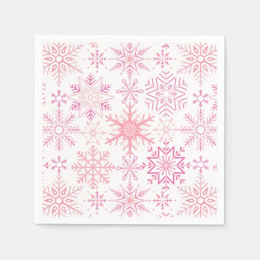 Serviette En Papier Motif de neige rose (Devant)
