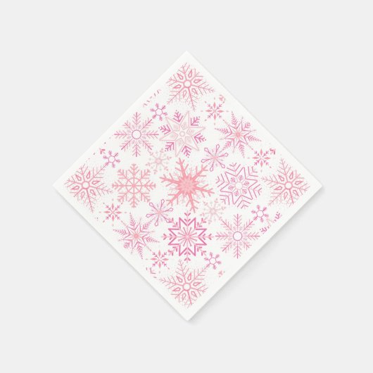 Serviette En Papier Motif de neige rose (Coin)