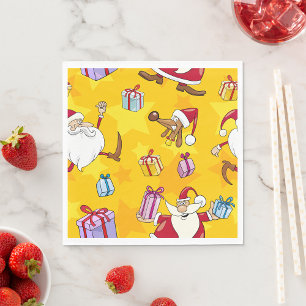 Serviette En Papier Motif de Noël avec cadeaux et étoiles