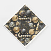 Serviette En Papier Motif de Noël Black Gold #12 ID1009 (Coin)