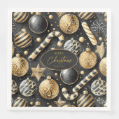 Serviette En Papier Motif de Noël Black Gold #12 ID1009 (Devant)