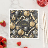Serviette En Papier Motif de Noël Black Gold #12 ID1009 (En situation)