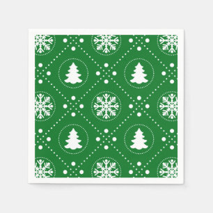 Serviette En Papier Motif de Noël blanc vert classique