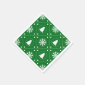 Serviette En Papier Motif de Noël blanc vert classique (Coin)