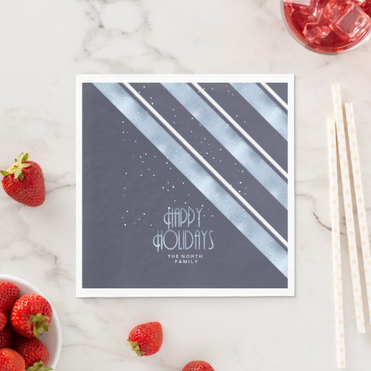 Serviette En Papier Motif de Noël bleu/blanc ID862 (En situation)