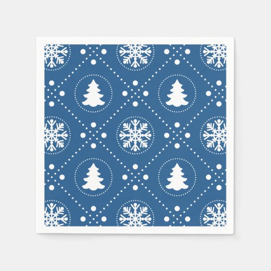 Serviette En Papier Motif de Noël bleu classique (Devant)