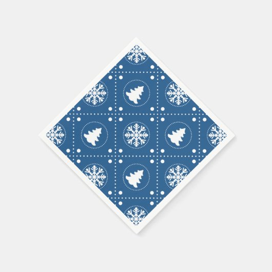 Serviette En Papier Motif de Noël bleu classique (Coin)