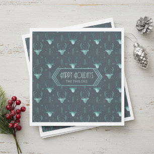 Serviette En Papier Motif de Noël Bois de Cerf ID861 Sarcelle