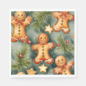 Serviette En Papier Motif de Noël brun de gingembre souriant (Devant)