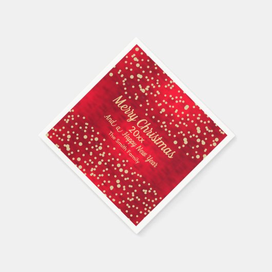 Serviette En Papier Motif de Noël Confetti rouge et or (Coin)