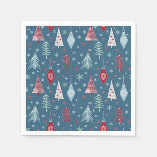 Serviette En Papier Motif de Noël d'hiver. (Devant)