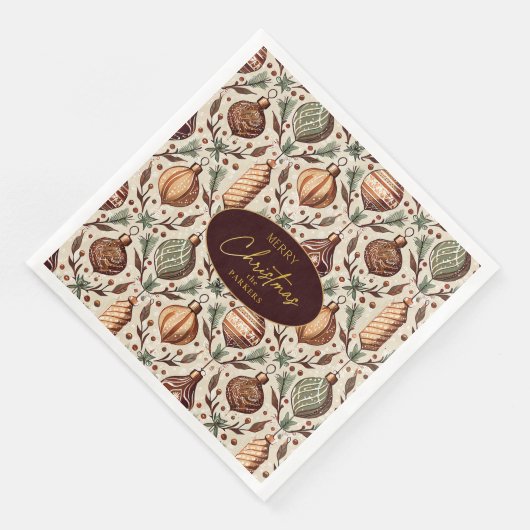 Serviette En Papier Motif de Noël Earth Tones #12 ID1009 (Coin)