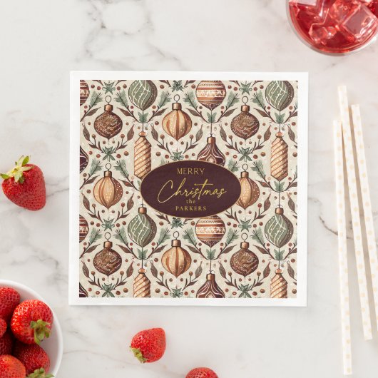 Serviette En Papier Motif de Noël Earth Tones #12 ID1009 (En situation)