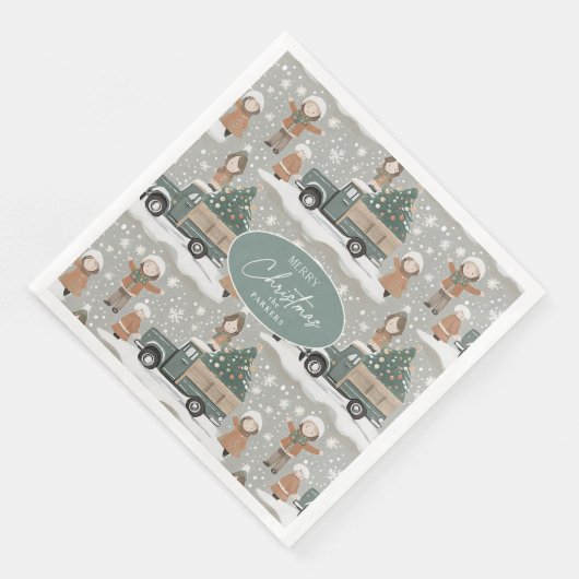 Serviette En Papier Motif de Noël Earth Tones #2 ID1009 (Coin)