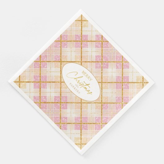 Serviette En Papier Motif de Noël en or rose #28 ID1009 (Coin)