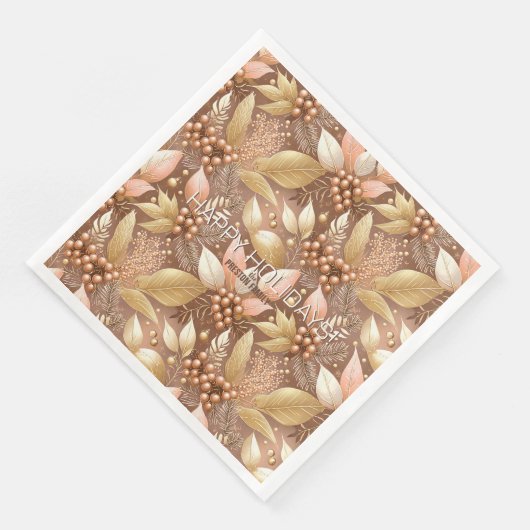 Serviette En Papier Motif de Noël en or rose #8 ID1009 (Coin)