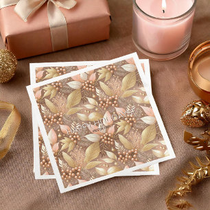 Serviette En Papier Motif de Noël en or rose #8 ID1009