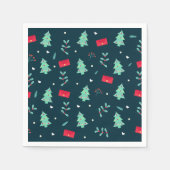 Serviette En Papier Motif de Noël festif en rouge et vert (Devant)