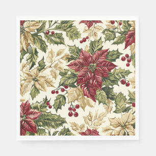 Serviette En Papier Motif de Noël floral de Poinsettia (17)