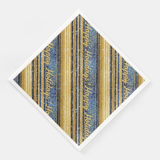 Serviette En Papier Motif de Noël Gold bleu#28 ID1009 (Coin)