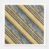 Serviette En Papier Motif de Noël Gold bleu#28 ID1009 (Devant)
