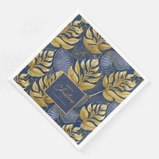 Serviette En Papier Motif de Noël Gold bleu#29 ID1009 (Coin)