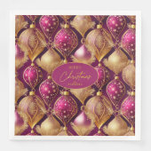 Serviette En Papier Motif de Noël Magenta Gold#12 ID1009 (Devant)