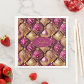 Serviette En Papier Motif de Noël Magenta Gold#12 ID1009 (En situation)