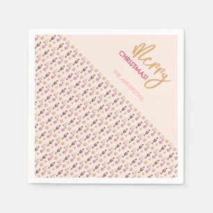 Serviette En Papier Motif de Noël moderne Pastel Pink