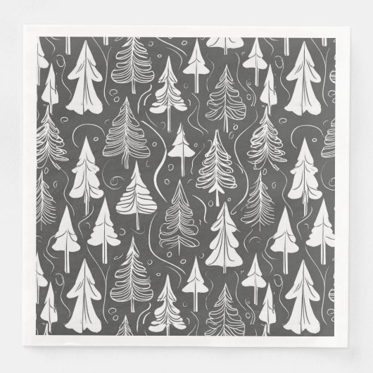 Serviette En Papier Motif de Noël noir blanc #6 ID1009 (Devant)