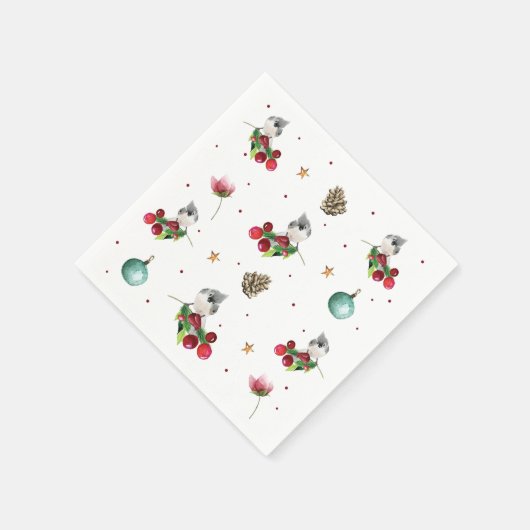 Serviette En Papier Motif de Noël Oiseau d'hiver (Coin)