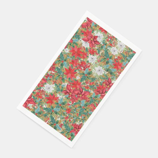 Serviette En Papier Motif de Noël Poinsettia (Coin)