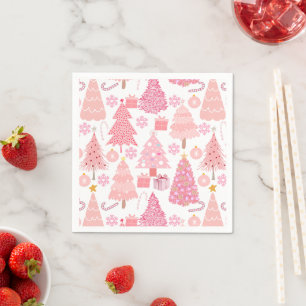 Serviette En Papier Motif de Noël rose