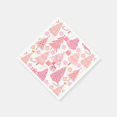 Serviette En Papier Motif de Noël rose (Coin)