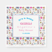 Serviette En Papier Motif de Noël rose et bleu personnalisé (Devant)