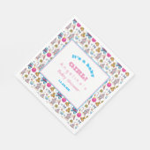 Serviette En Papier Motif de Noël rose et bleu personnalisé (Coin)