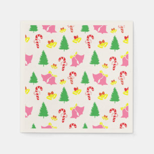 Serviette En Papier Motif de Noël rose moderne