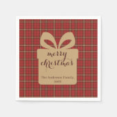 Serviette En Papier Motif de Noël Rouge Plaid - (Devant)