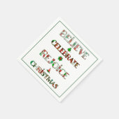 Serviette En Papier Motif de Noël Rouge Vert Mignon (Coin)