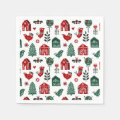 Serviette En Papier Motif de Noël scandinave rouge et vert (Devant)
