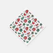 Serviette En Papier Motif de Noël scandinave rouge et vert (Coin)
