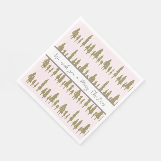 Serviette En Papier Motif de Noël simple rose et magenta (Coin)