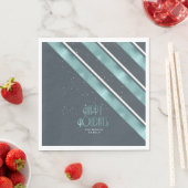 Serviette En Papier Motif de Noël Turquoise/blanc ID862 (En situation)