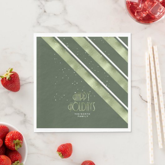 Serviette En Papier Motif de Noël Vert/Blanc ID862 (En situation)