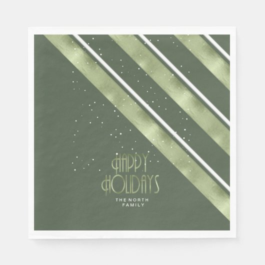Serviette En Papier Motif de Noël Vert/Blanc ID862 (Devant)