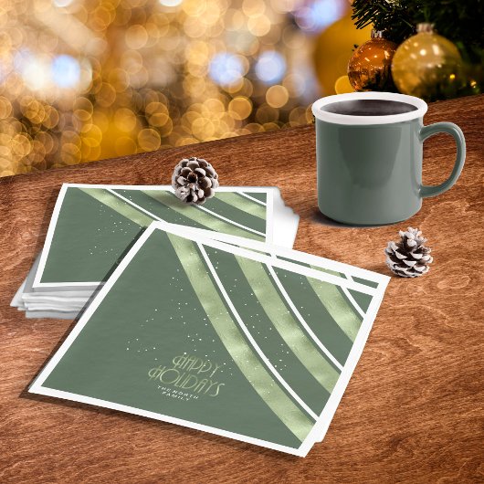 Serviette En Papier Motif de Noël Vert/Blanc ID862