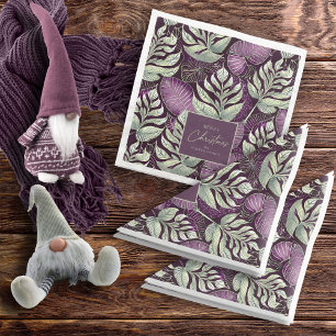 Serviette En Papier Motif de Noël vert violet #29 ID1009
