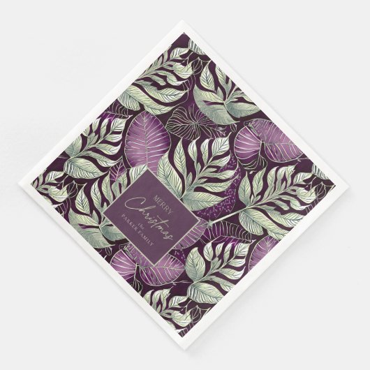 Serviette En Papier Motif de Noël vert violet #29 ID1009 (Coin)