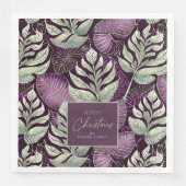 Serviette En Papier Motif de Noël vert violet #29 ID1009 (Devant)