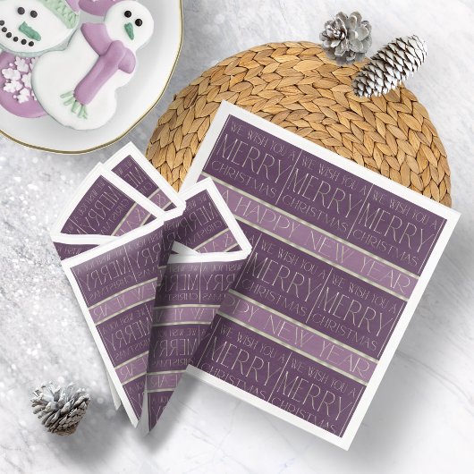 Serviette En Papier Motif de Noël vert violet #35b ID1009